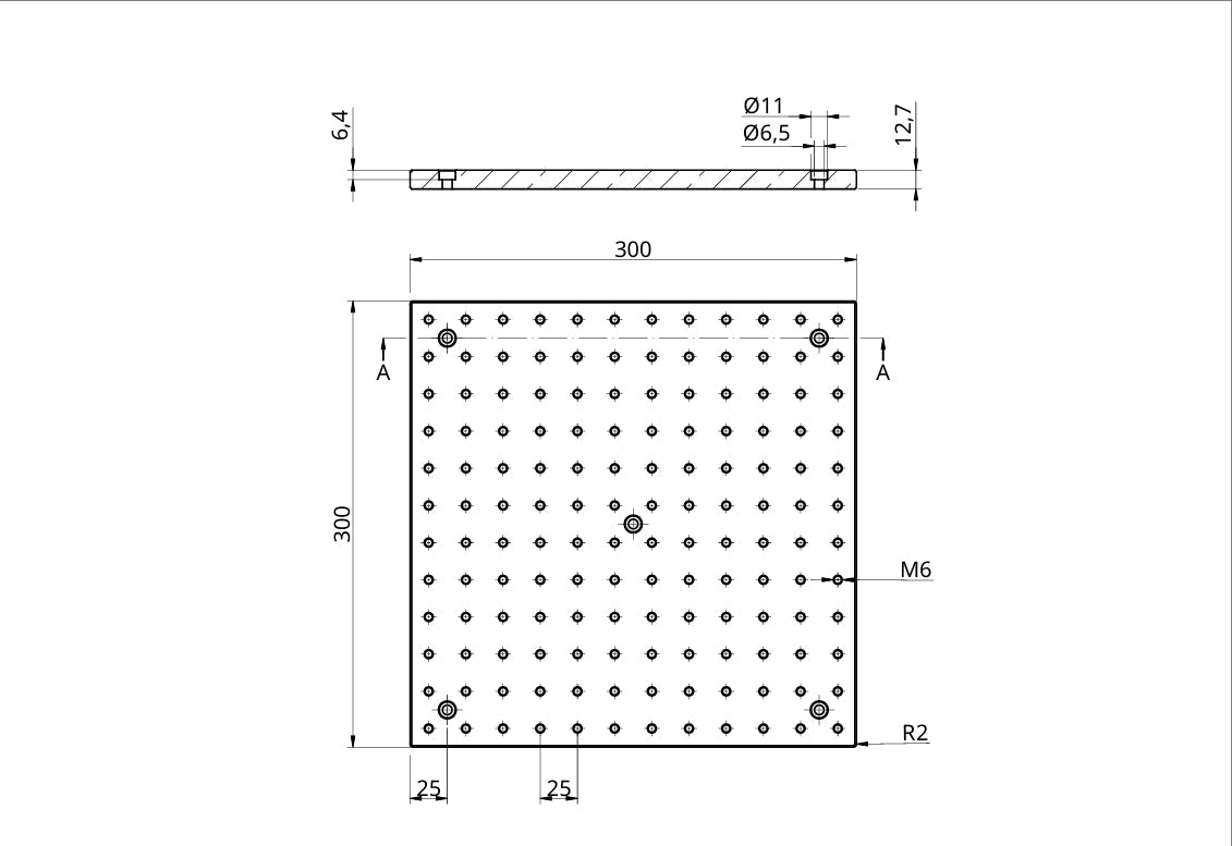 Optical Breadboard / Aufspannplatte /Gewinderasterplatte 300x300x12,7mm - Gebert & Weschka