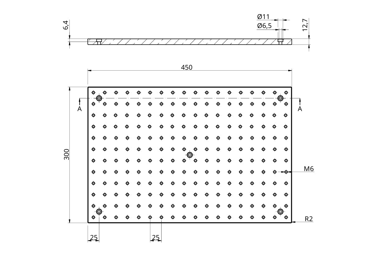 Optical Breadboard / Aufspannplatte /Gewinderasterplatte 300x450x12,7mm - Gebert & Weschka