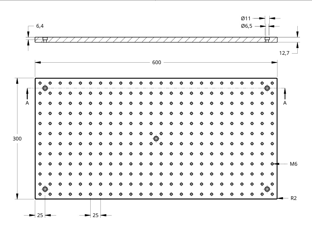 Optical Breadboard / Aufspannplatte /Gewinderasterplatte 300x600x12,7mm - Gebert & Weschka